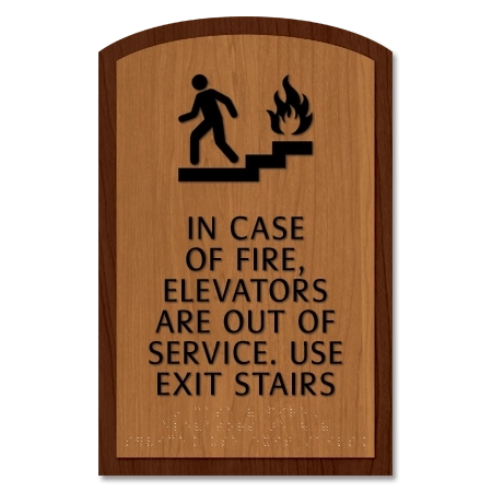In Case of Fire, Elevators Are Out of Service - Braille
