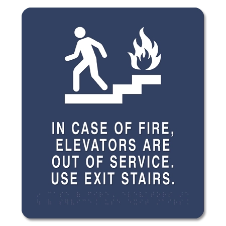 In Case of Fire, Elevators Are Out of Service - Braille