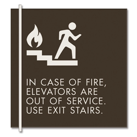 In Case of Fire, Elevators Are Out of Service - No Braille