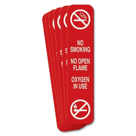 No Smoking No Open Flame Oxygen in Use - 6 Pack