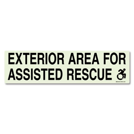 Photoluminescent Exterior<br>Area For Assisted Rescue Sign - <b><i>NY and NYC</i></b> Compliant