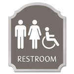 Restroom Sign w/ Unisex & ISA Symbols