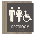 Restroom Sign w/ Unisex & ISA Symbols