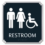 Restroom Sign w/ Unisex & ISA Symbols