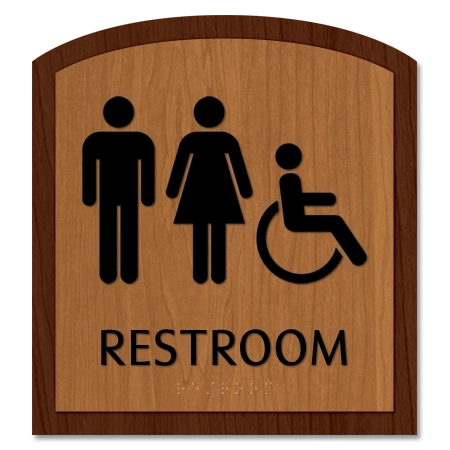 Restroom Sign w/ Unisex & ISA Symbols