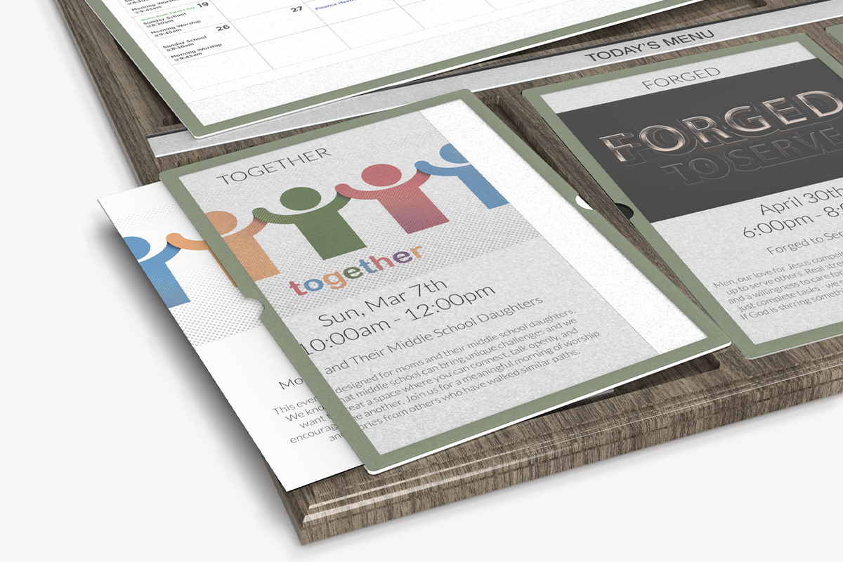 Message Display w/6 Insert Holders Bottom Detail Shot