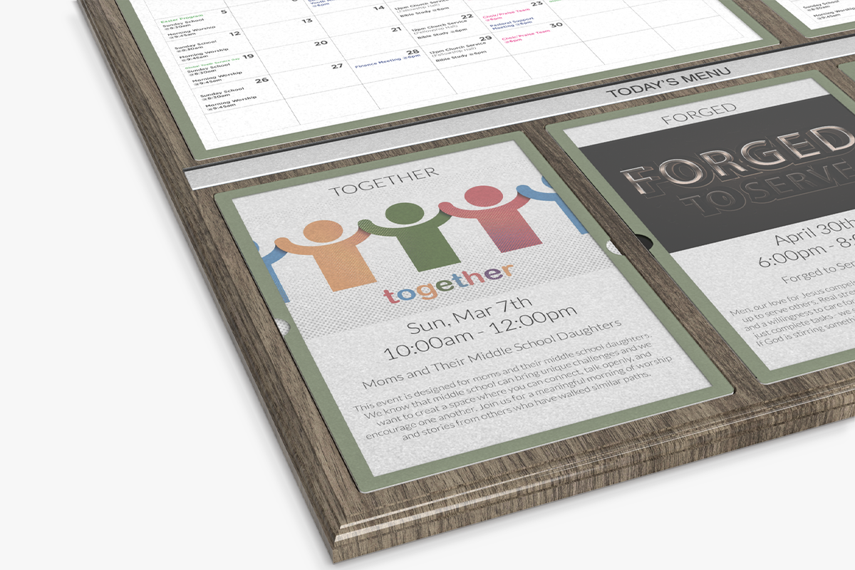 Message Display w/6 Insert Holders Bottom Detail Shot